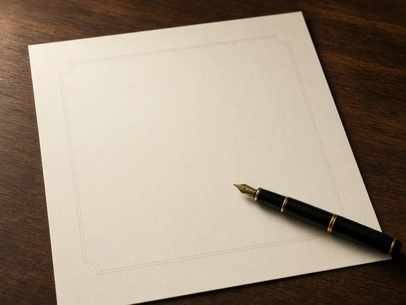 Blank cream document with a fountain pen